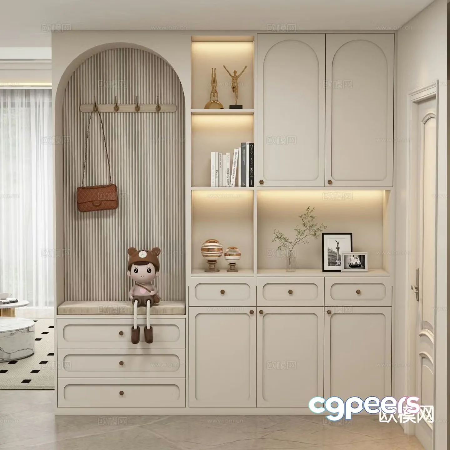 Modern entryway cabinet shoe cabinet 3d model