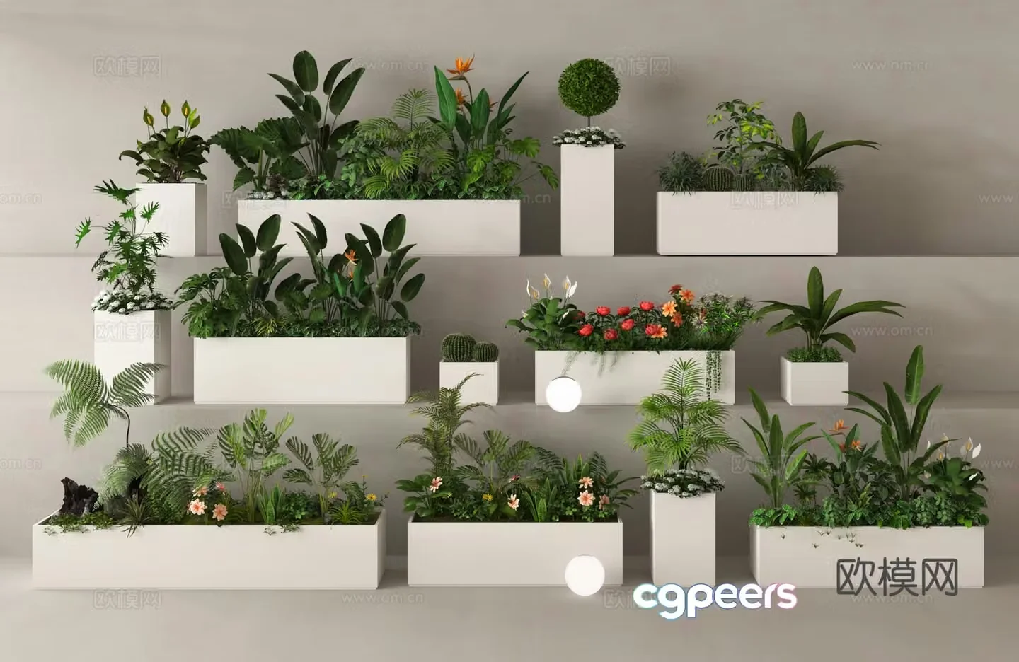 External flower box External flower tank Plant Green plants Flower 3D model