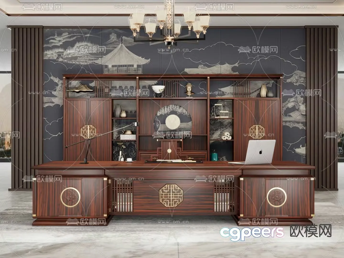 Chinese style desk executive desk boss desk 3D model