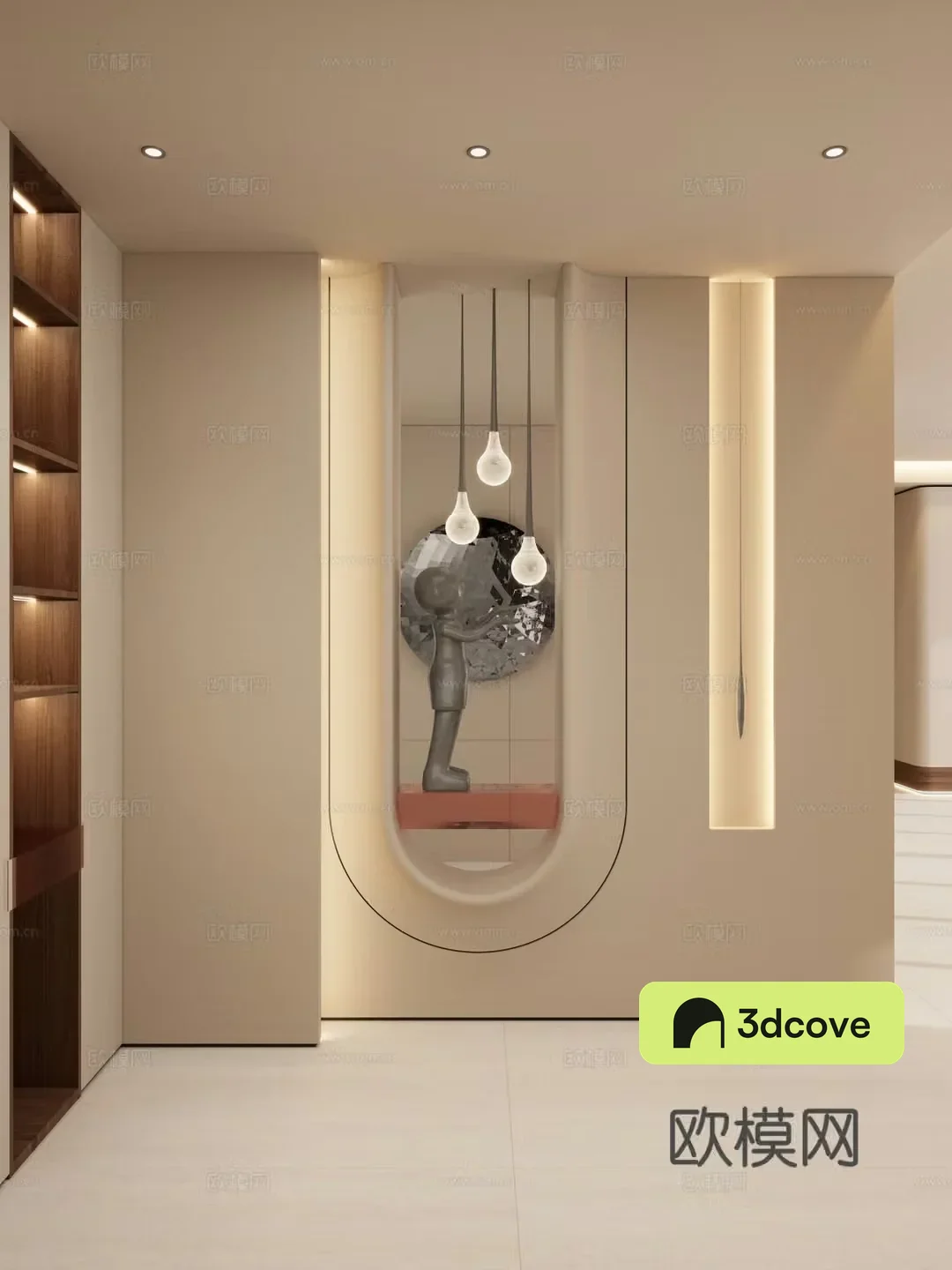 Minimalist medieval style arc shape transparent scene partition end scene entrance