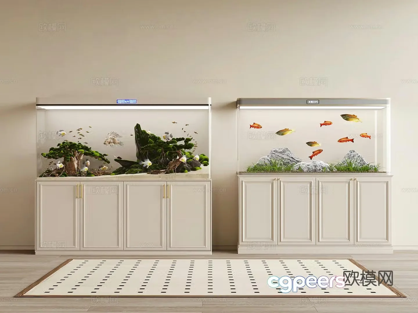 French retro style fish tank 3d model