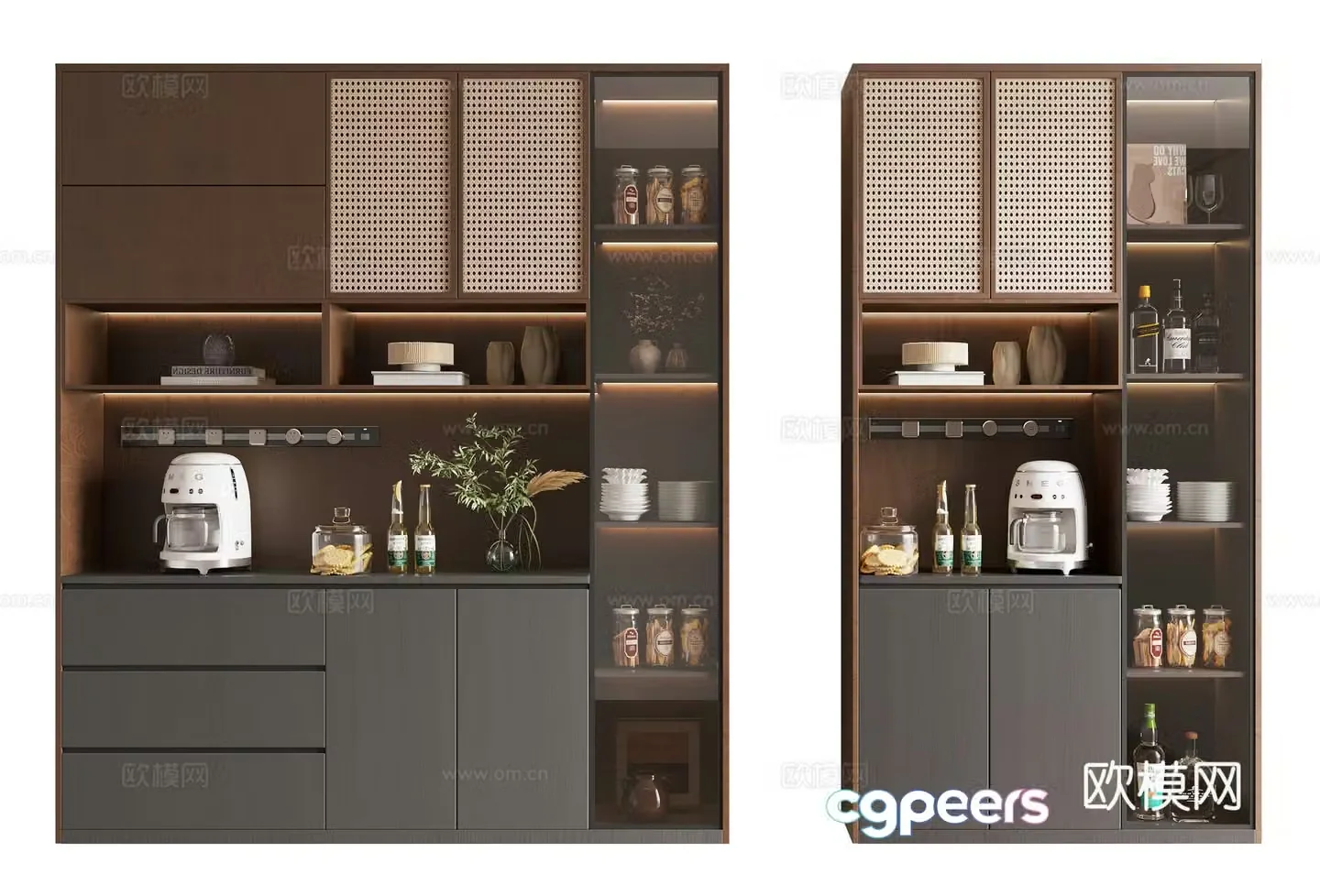 Wasabi Middle-aged Wine Cabinet 3D Model