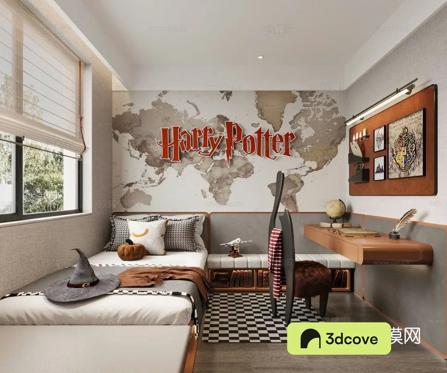 Children’s room Harry Potter Ornaments Single chair Bedding Wall decoration Stool Desk Pillow