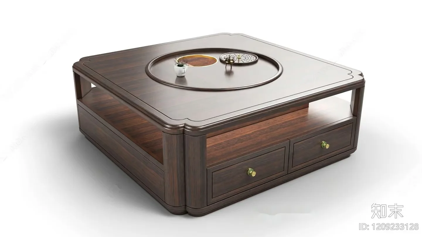 Dark Wood Coffee Table 3D Model – 13403 – VRAY Render