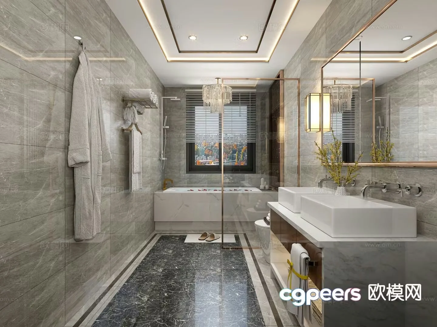 New Chinese style bathroom bathroom toilet 3d model