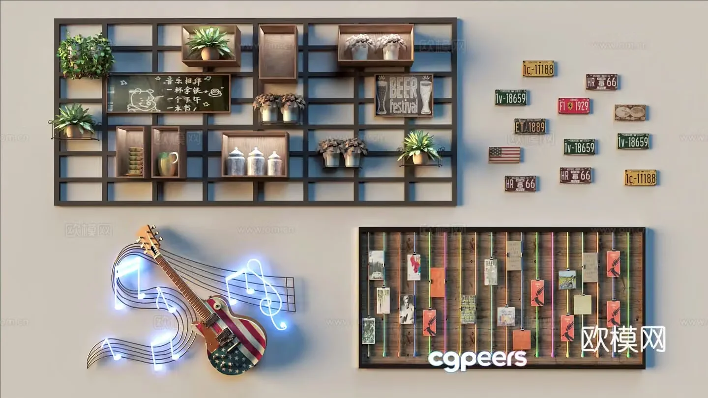Industrial style wall decoration 3d model