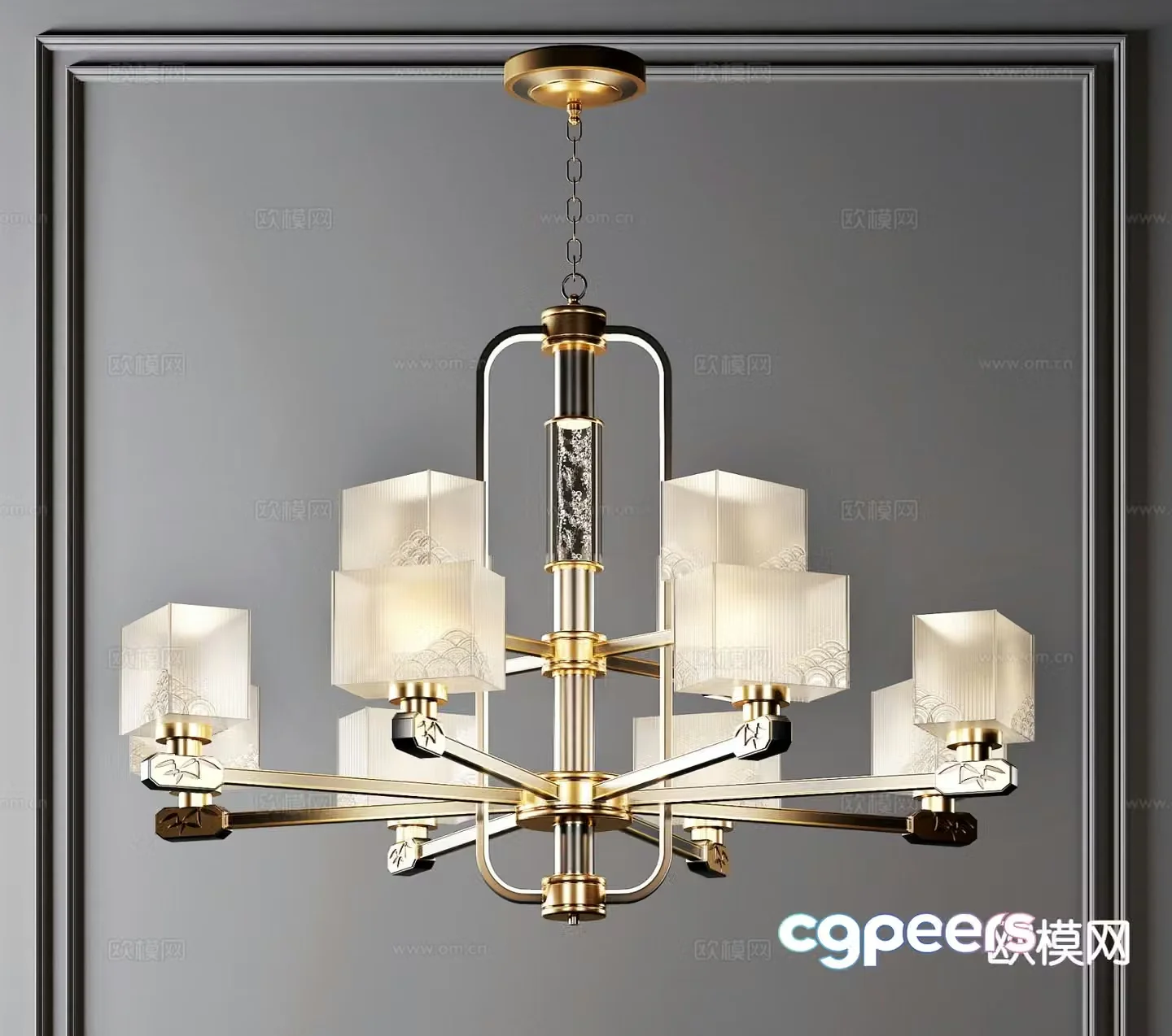 New Chinese style chandelier multi-head chandelier 3d model