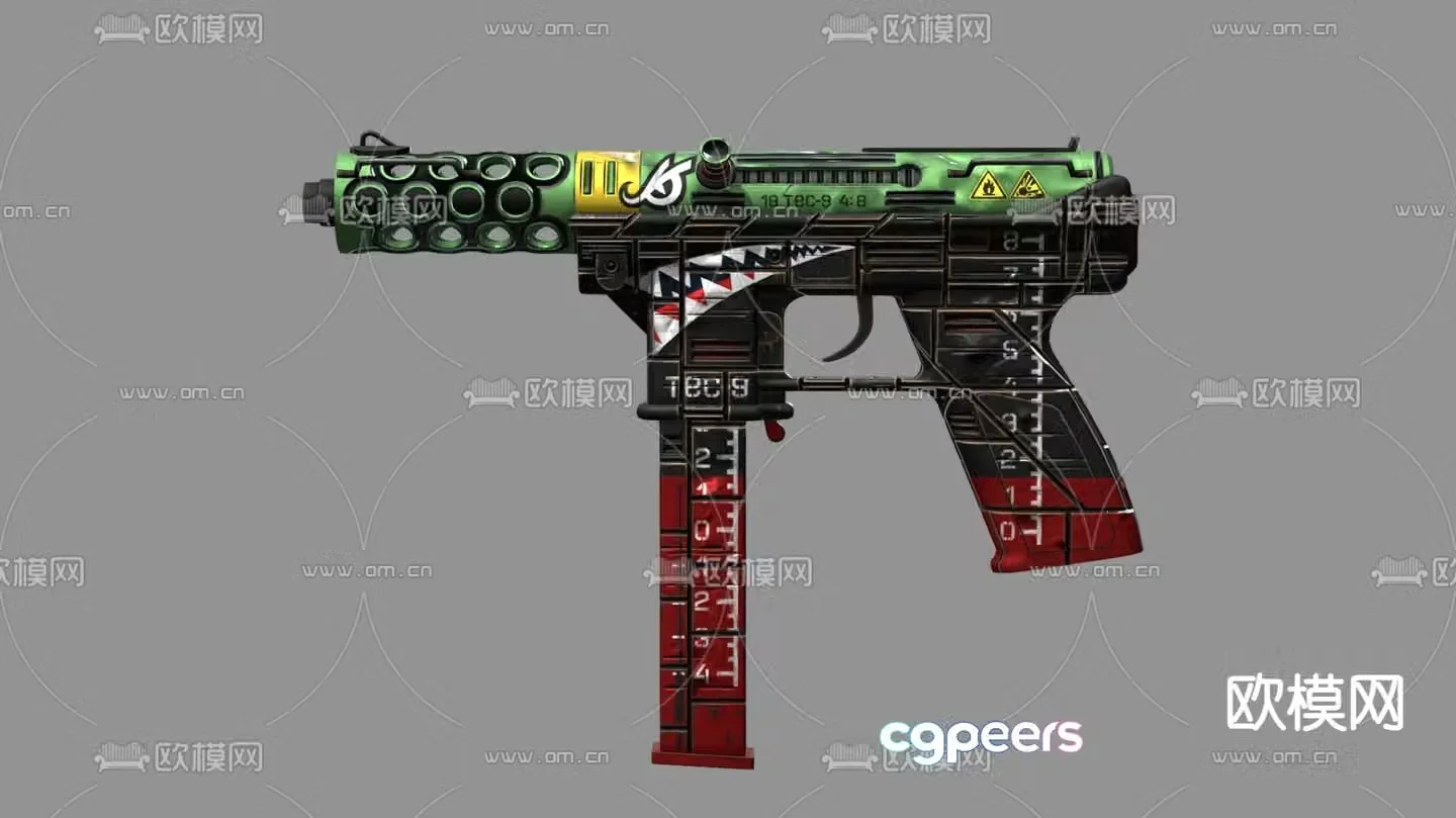 green automatic pistol toy rifle 3d model