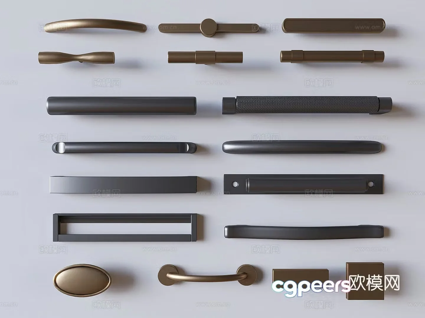 Wardrobe door handle metal long handle 3d model