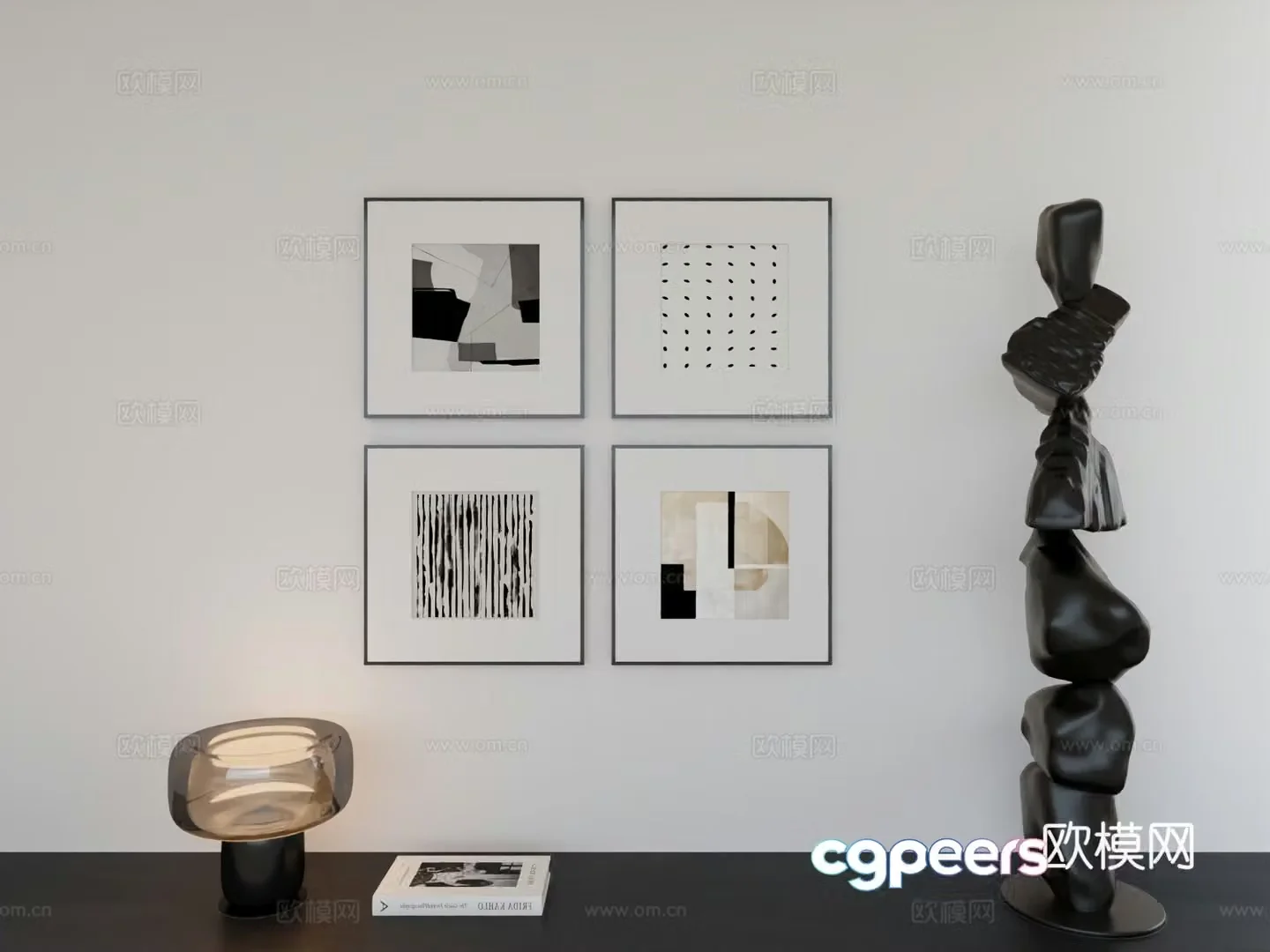 Modern minimalist hanging painting minimalist array hanging painting 3D model