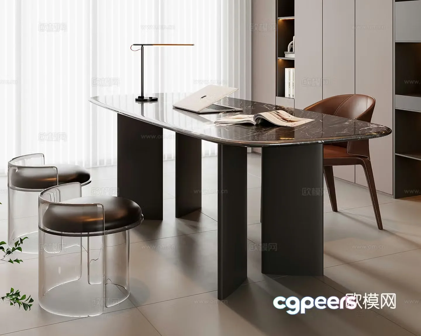 Italian desk and chair 3d model
