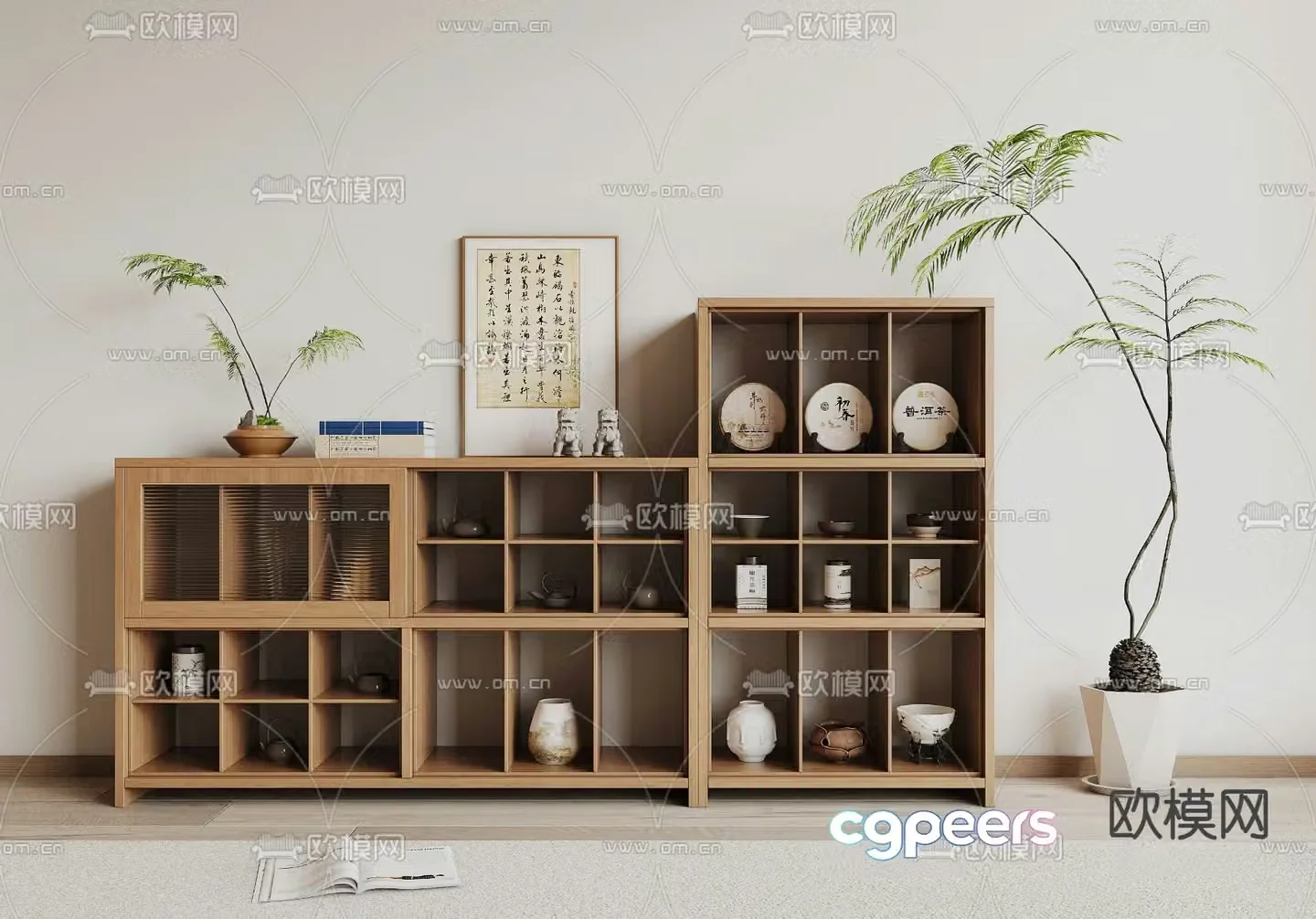 New Chinese style storage rack tea rack tea cabinet 3d model