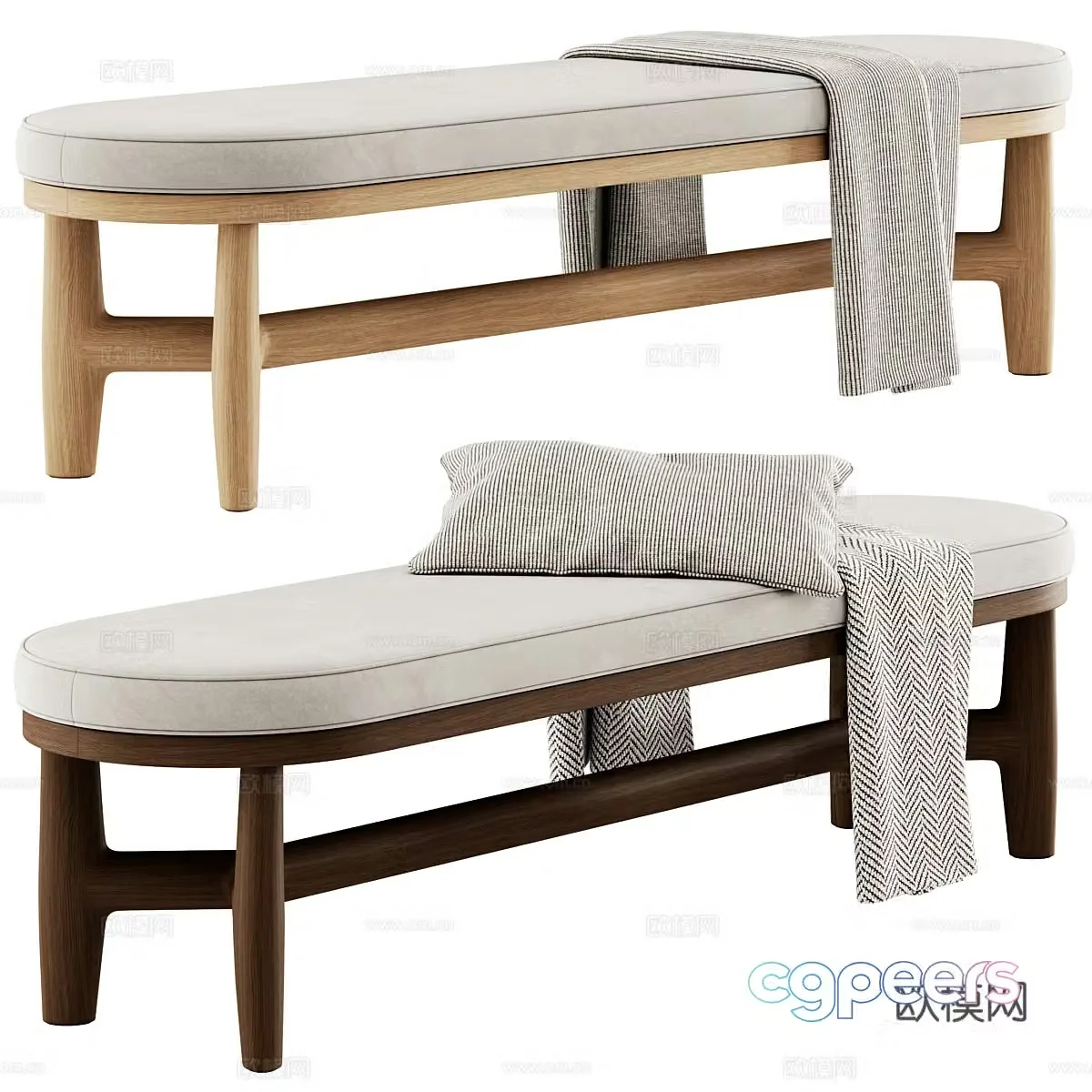 New Chinese style bed stool 3D model