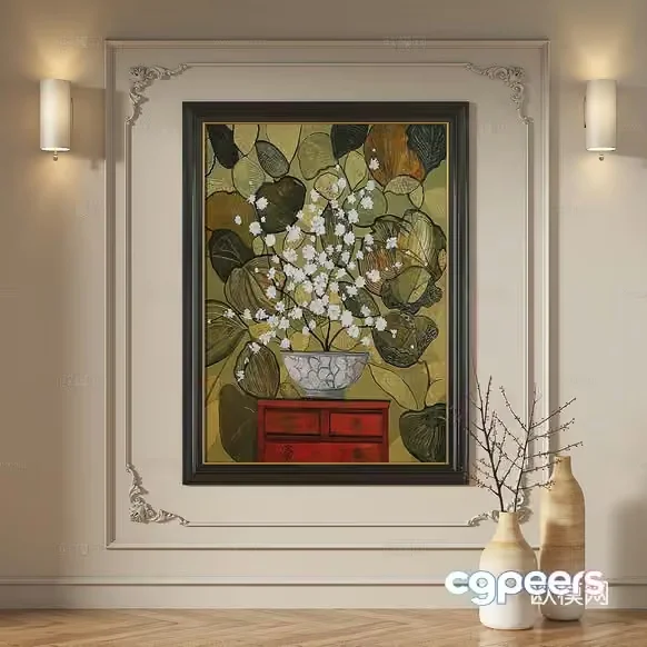 Modern White Wall Art 3D Model – 5094 – VRAY Render