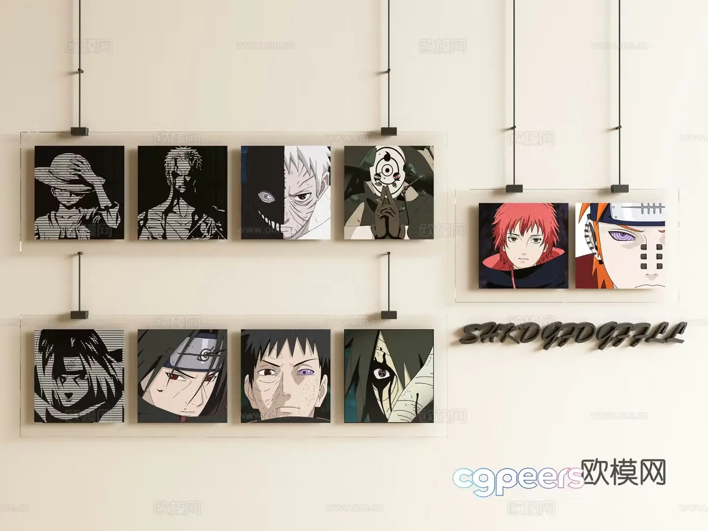 Modern acrylic decorative painting photo wall Naruto hanging painting 3D model