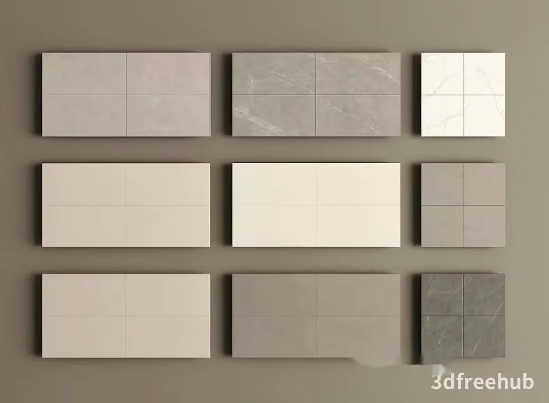 The Main Subject Is A Collection Of Rectangular Tiles In Various Shades Of Gray And 3D Model – 22695 – VRAY Render