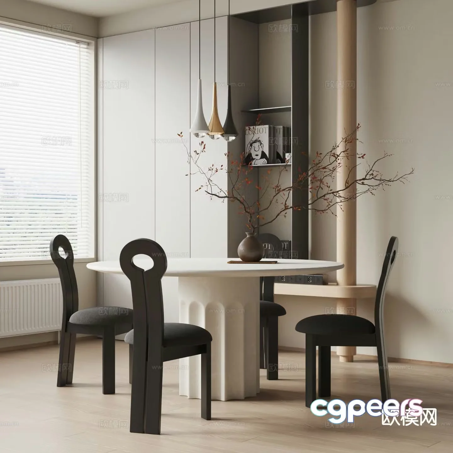 Medieval style dining table and chairs round table and chairs 3d model