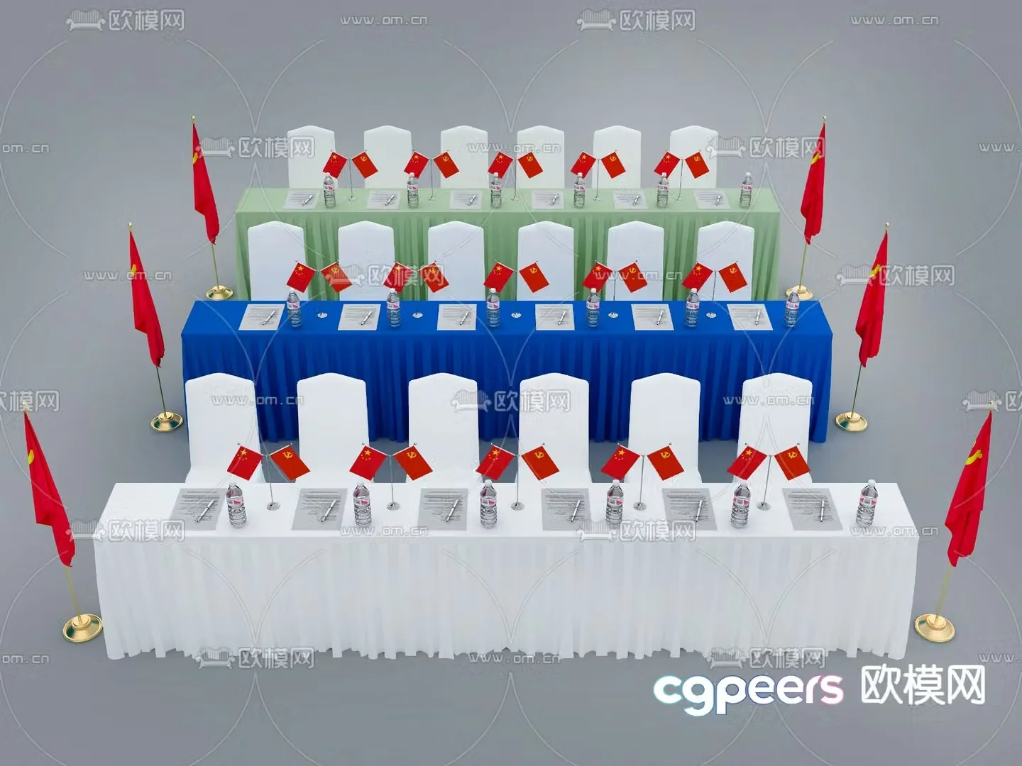 Modern conference table long table 3d model