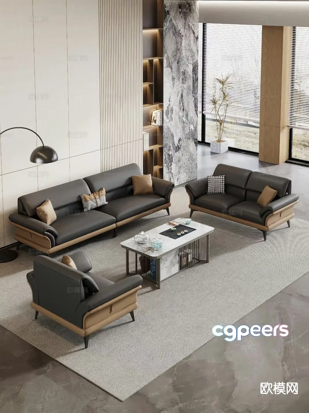 Modern office sofa modular sofa 3d model
