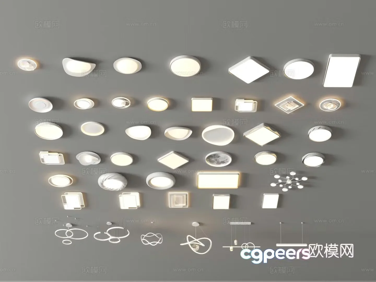 Ceiling light Living room main light Creamy cloud square Restaurant lamp Bedroom Lighting combination 3D model