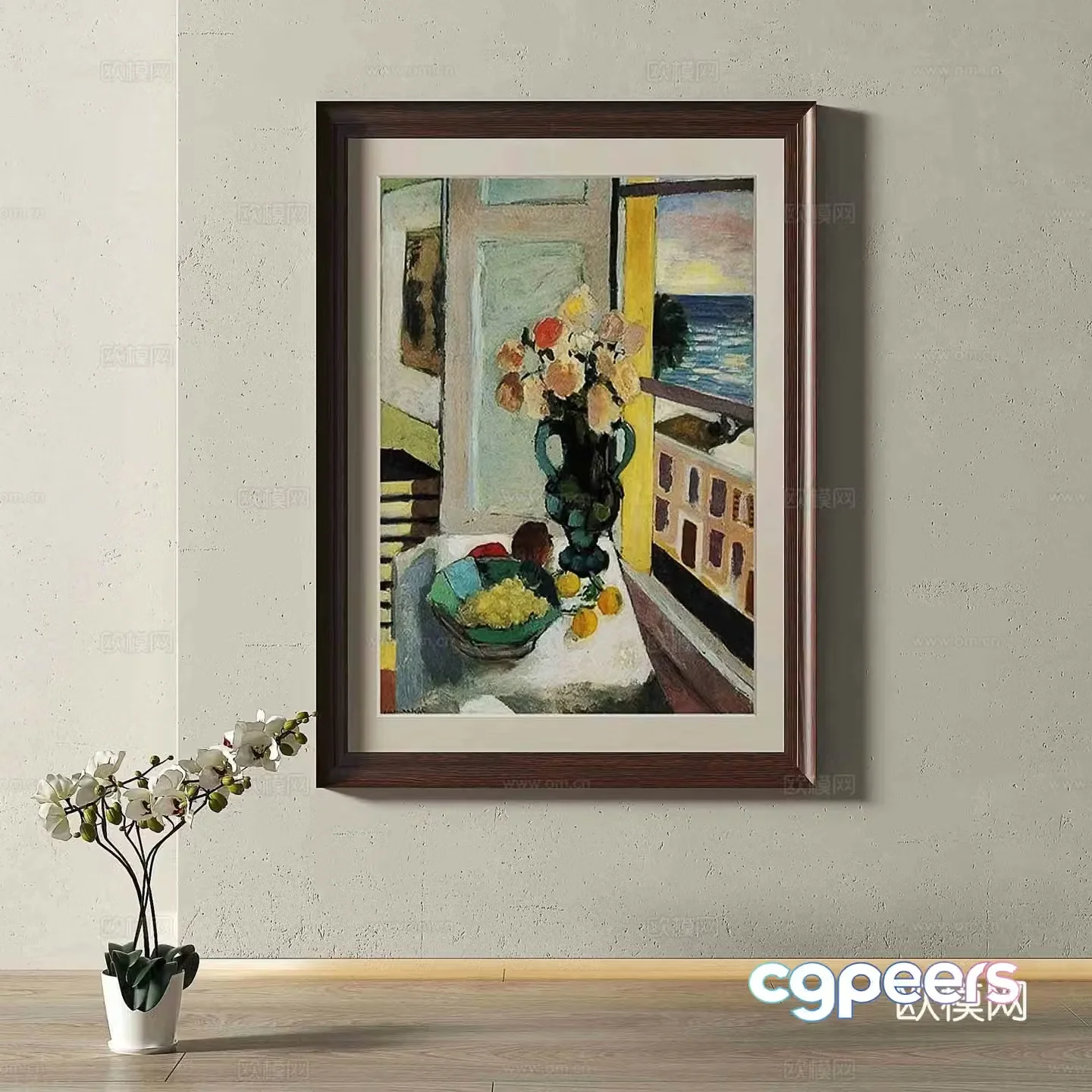 Middle-aged oil painting decorative painting 3D model