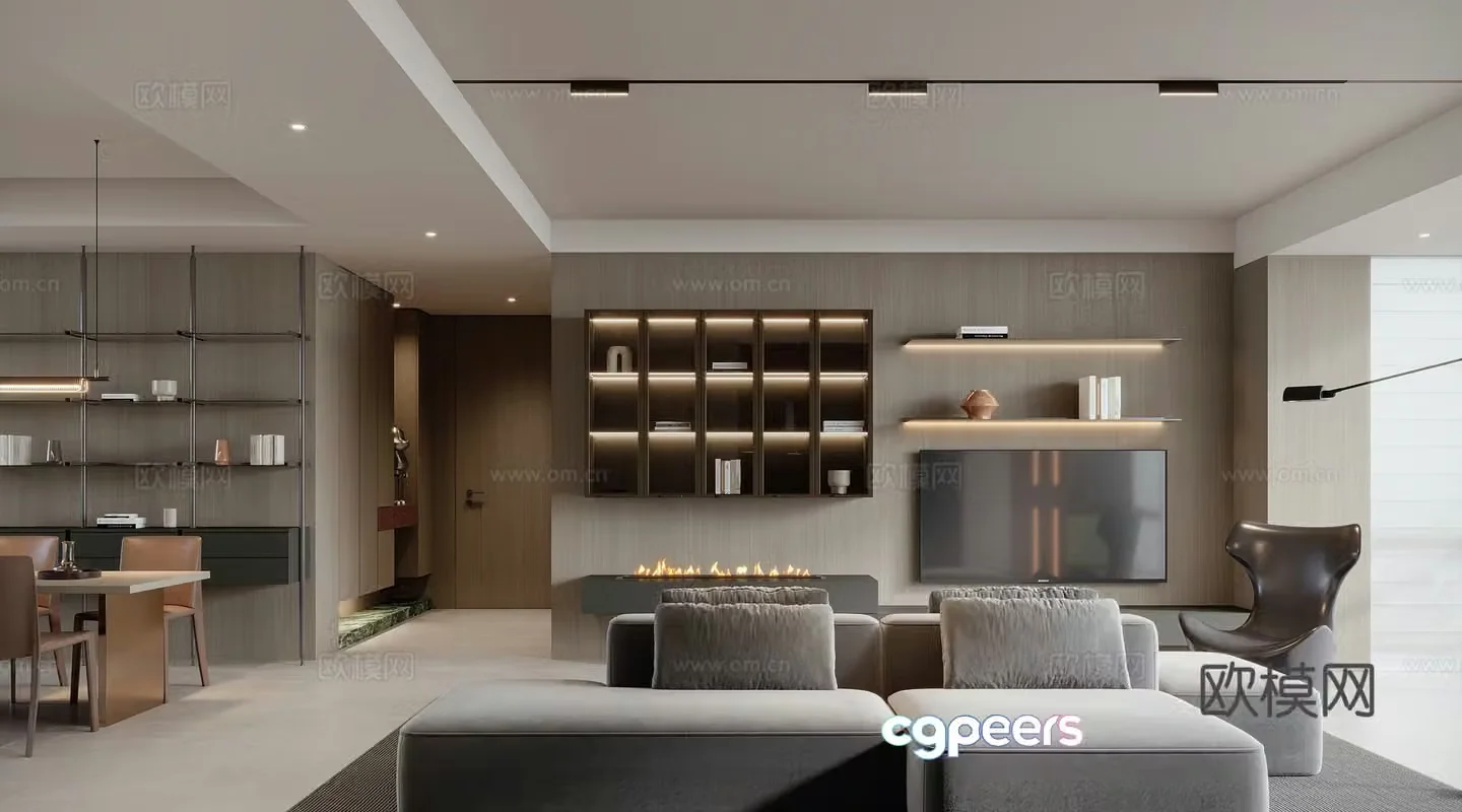 Italian home living and dining room 3D model