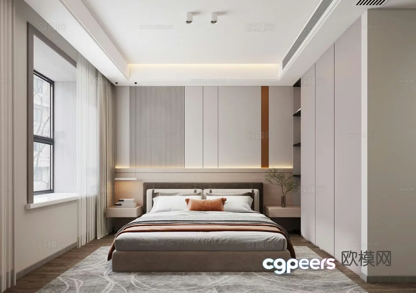 Modern minimalist bedroom 3d model