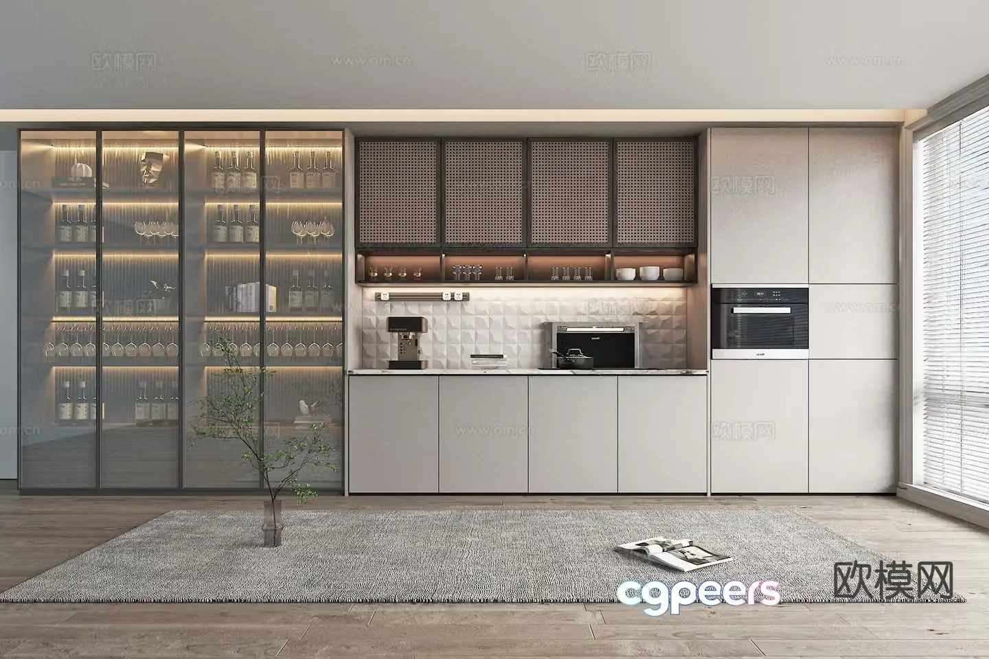 Modern sideboard wine cabinet 3d model