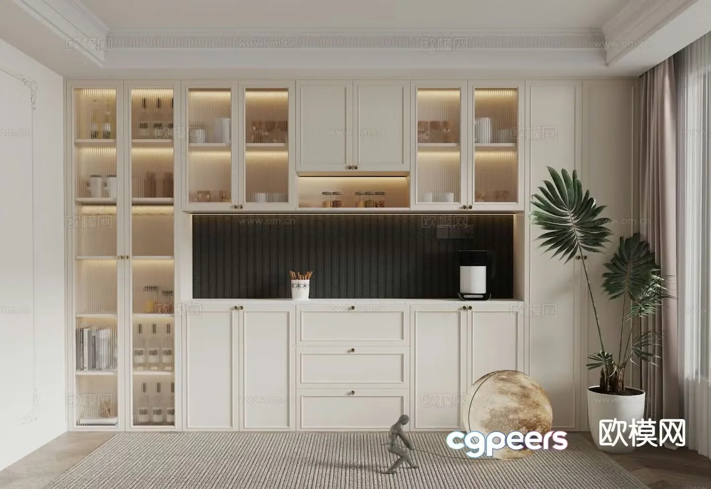 French wine cabinet sideboard 3d model