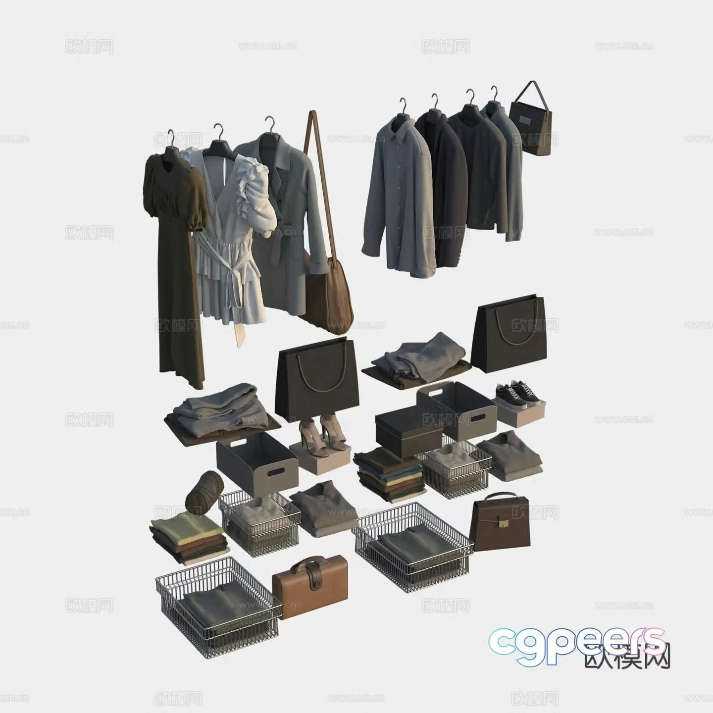 Women’s coat bag storage basket 3d model