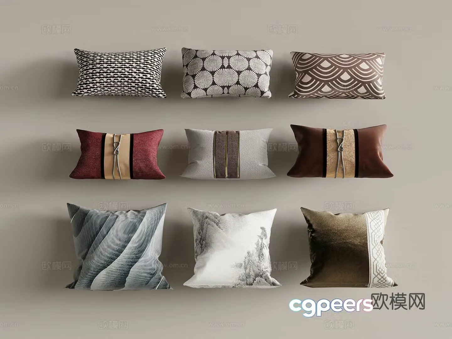 Pillow new Chinese style pillow 3D model