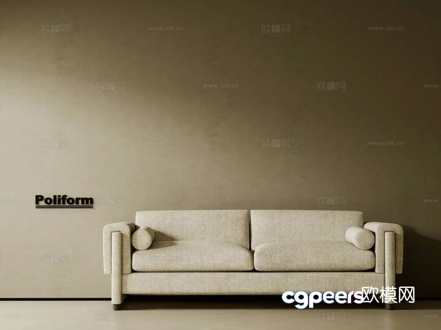 Medieval style double sofa 3d model