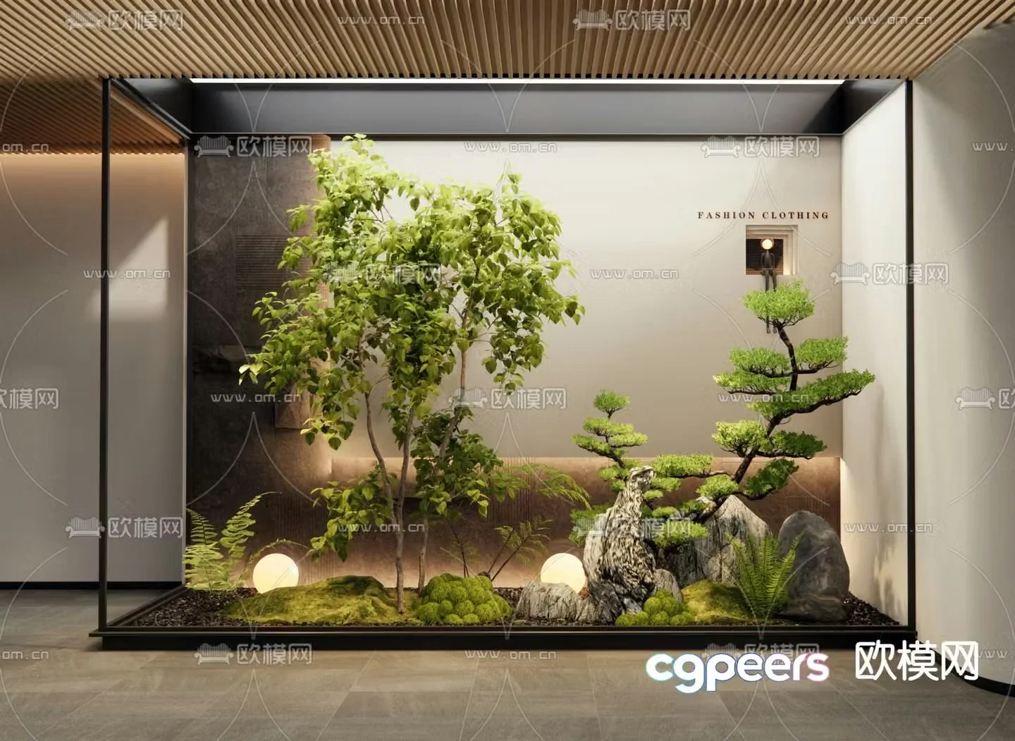 Indoor plant landscaping courtyard sketch 3d model