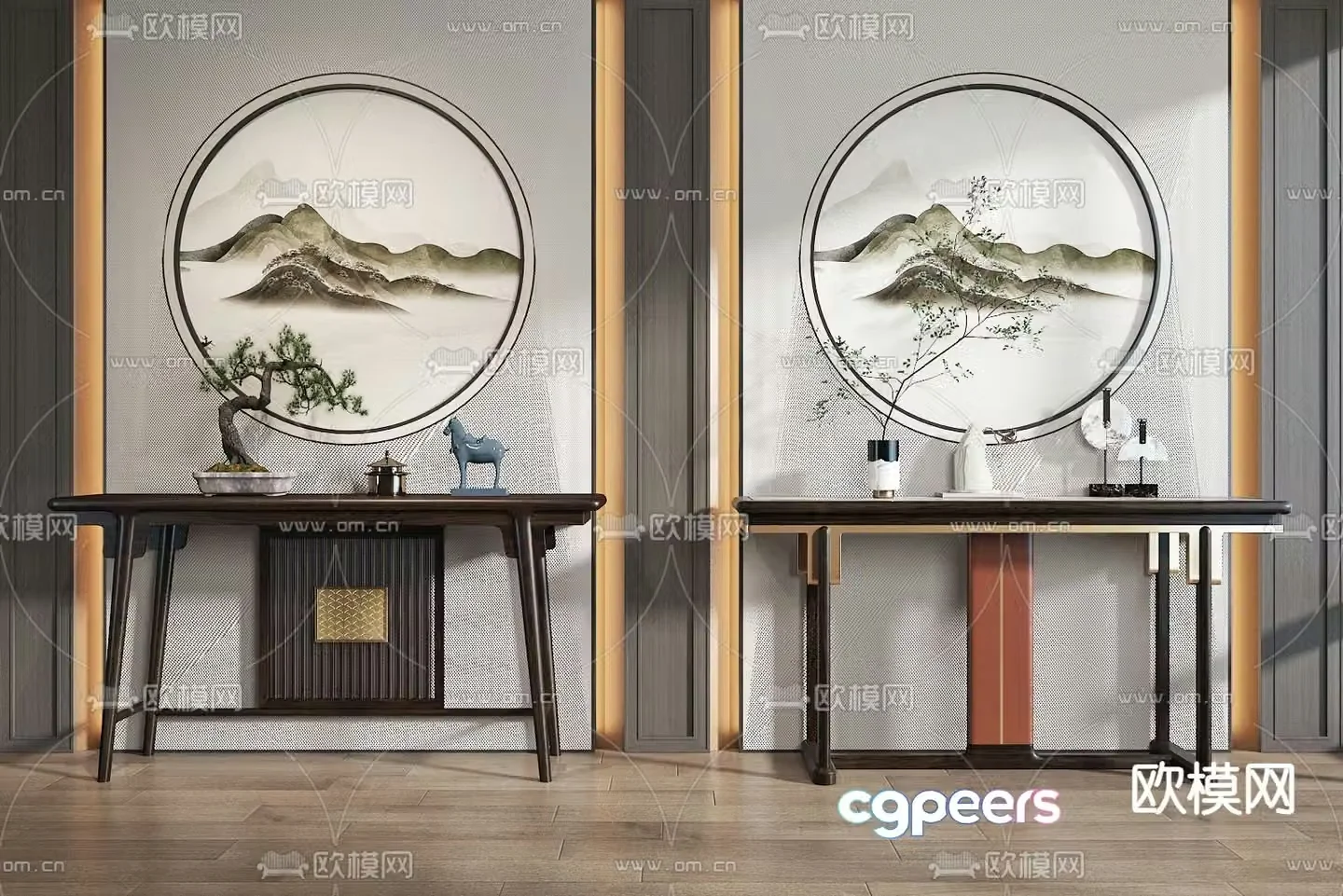 New Chinese style billboard Duanjingdai 3D model