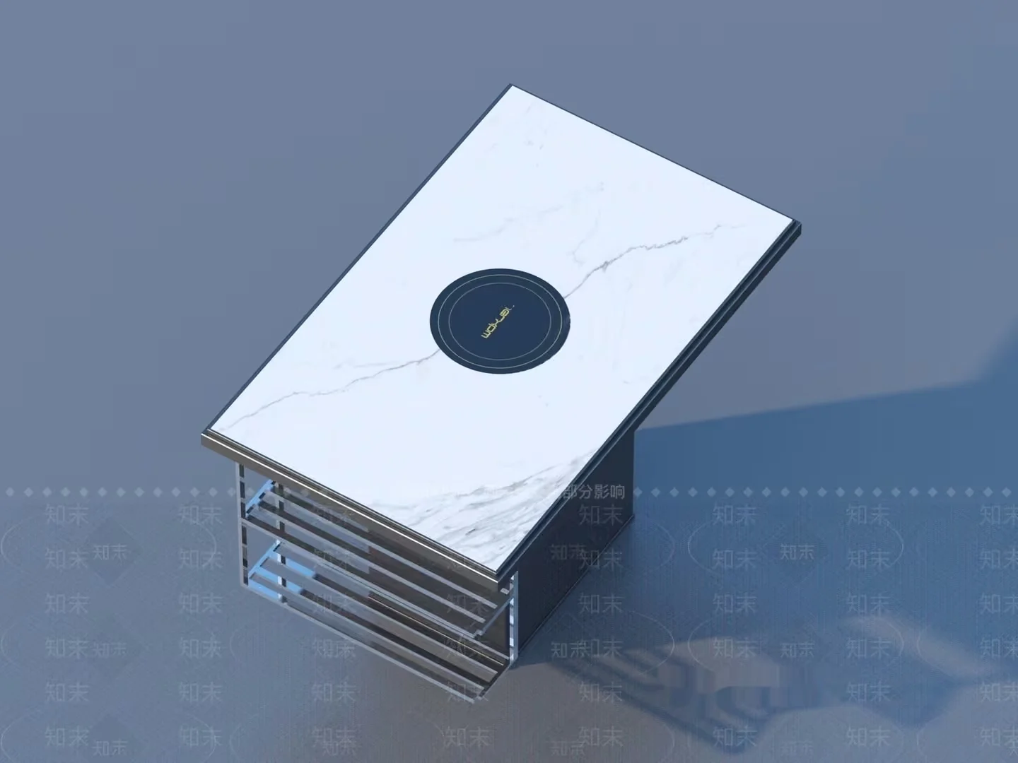 A White Marble Table With A Black Circle In The Middle 3D Model – 18661 – VRAY Render