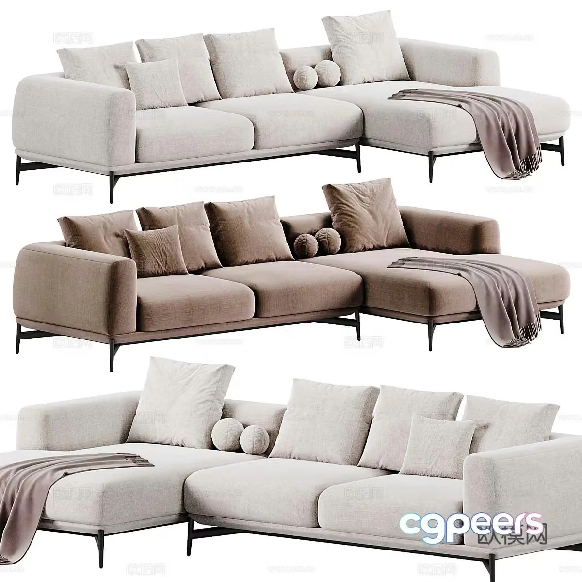 Modern Bonsai corner sofa 3d model