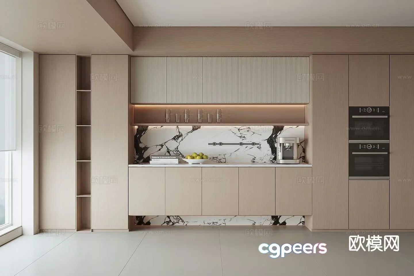 3D model of log style sideboard