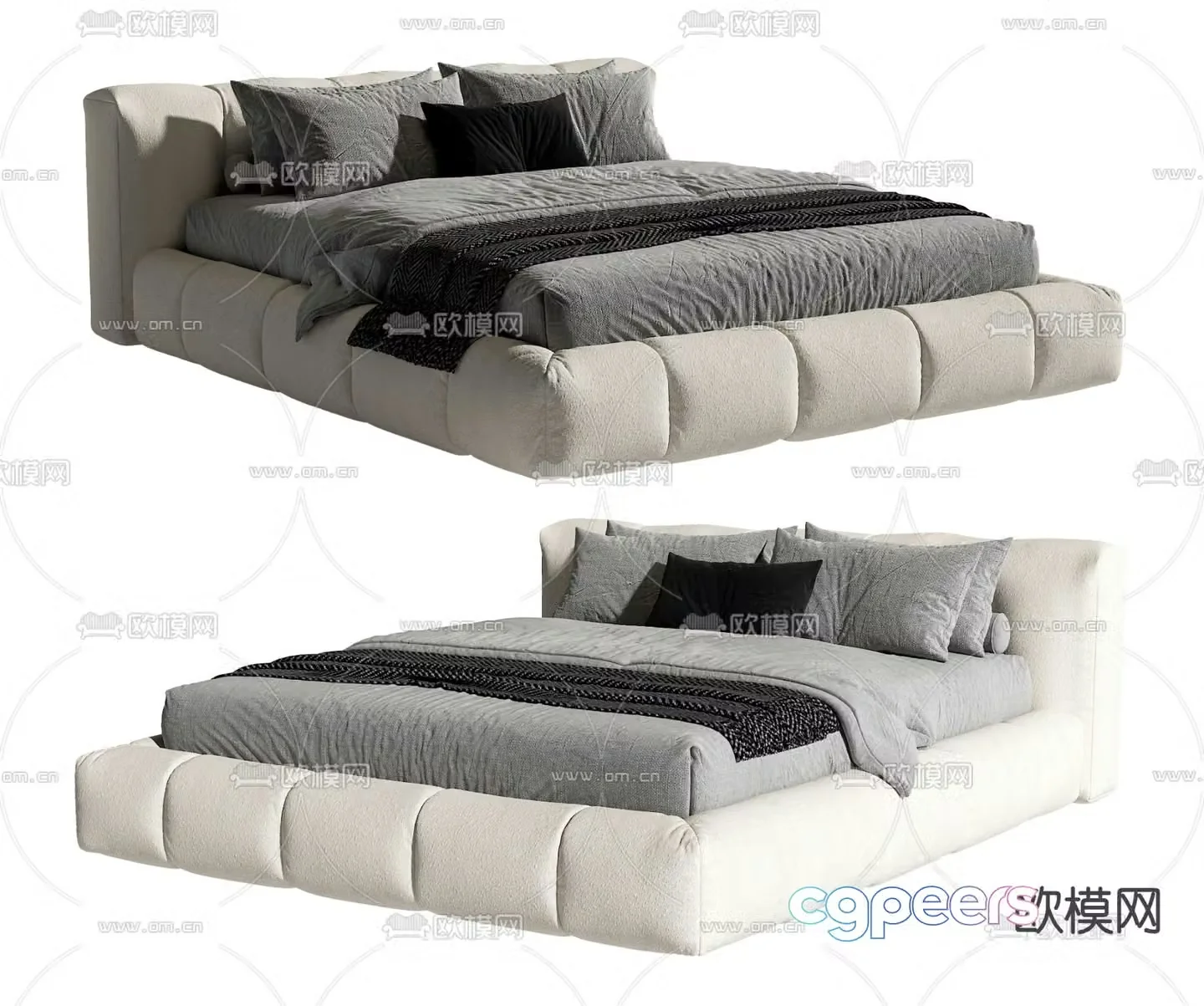 Modern double bed 3d model