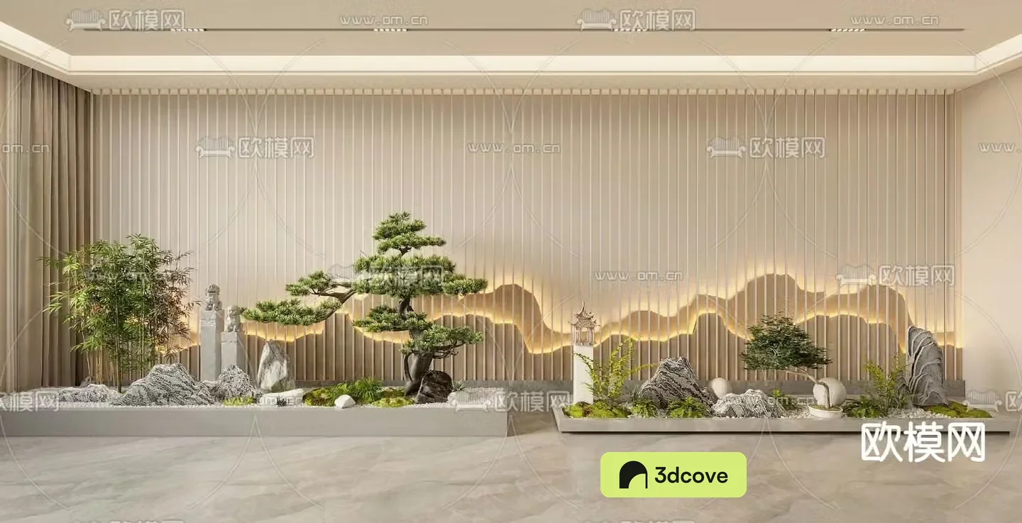 Indoor landscape pine tree landscaping