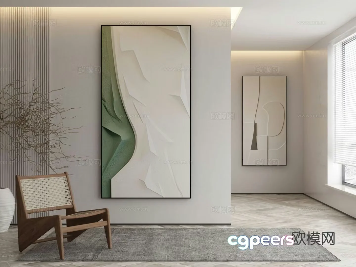 Modern texture painting decorative painting 3d model