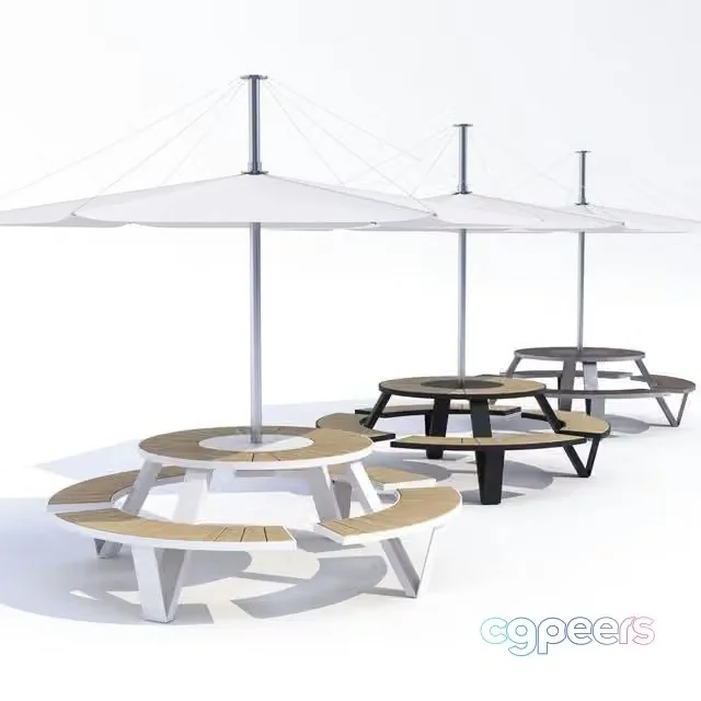 3ds Max Free – Table Adanat Landau with an umbrella