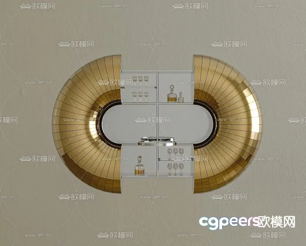 Modern round wine cabinet 3d model