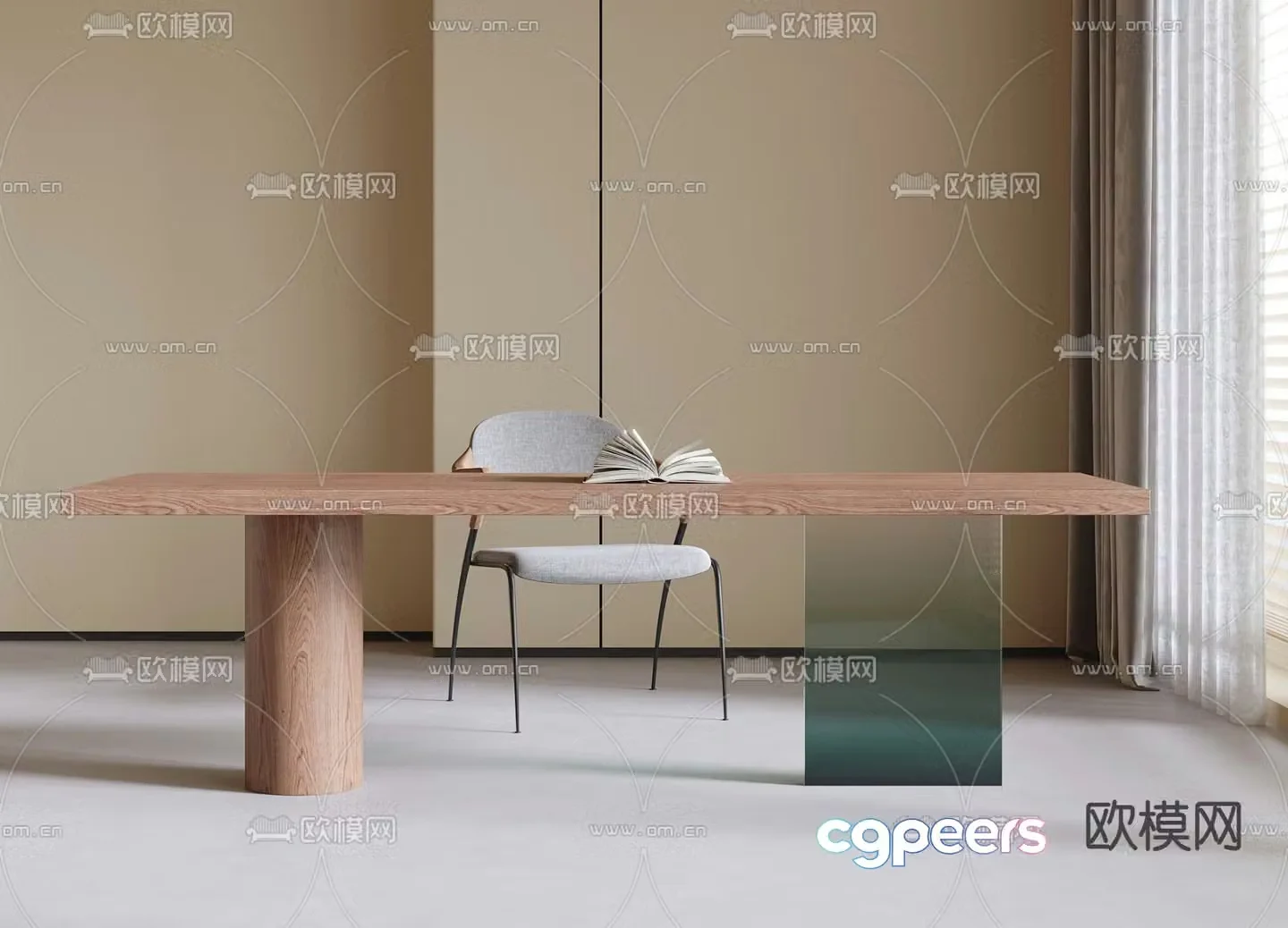 Modern desk chair writing desk 3d model