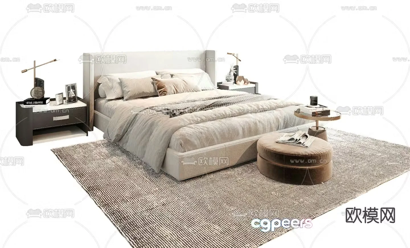 Modern double bed 3d model