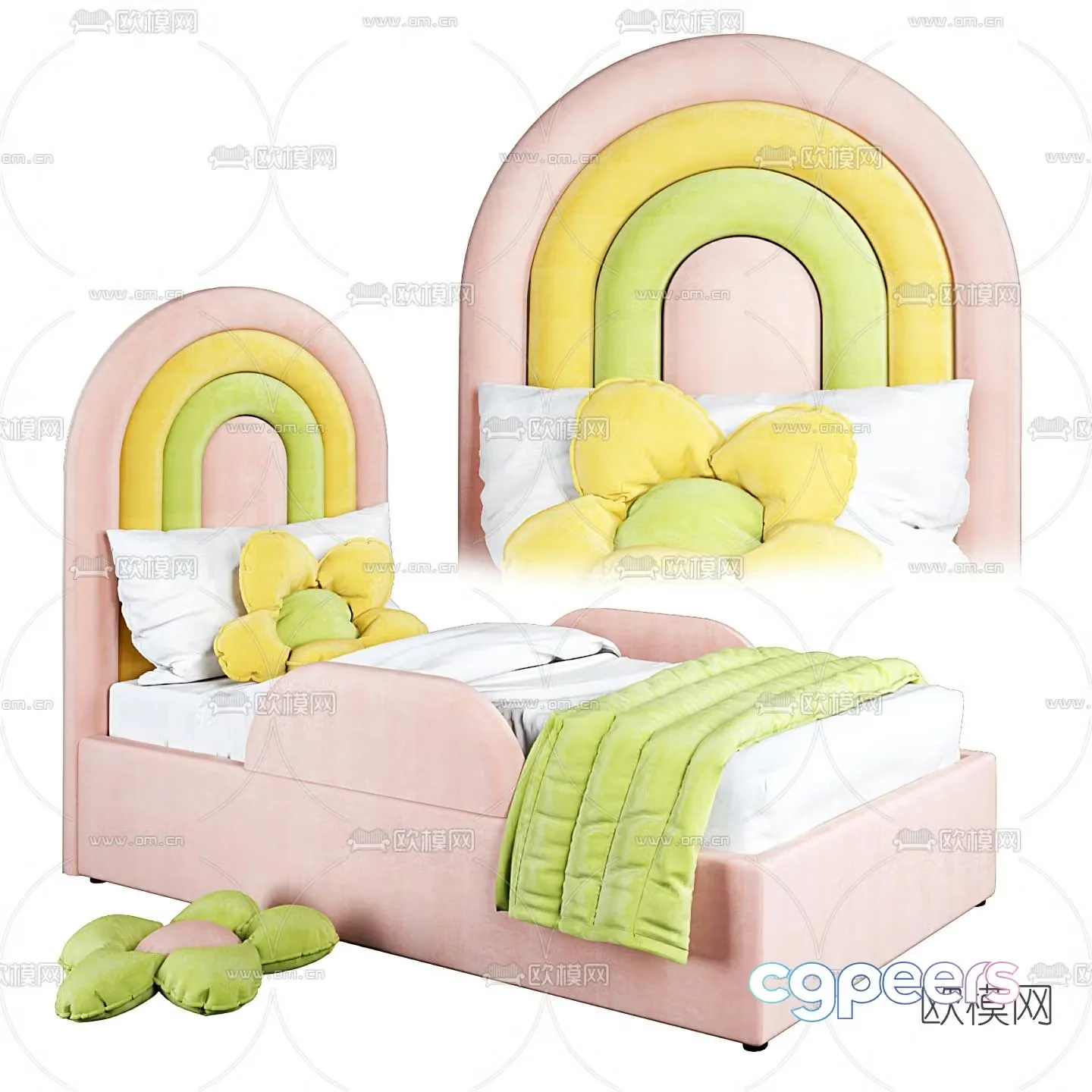 Modern fabric children’s bed 3d model
