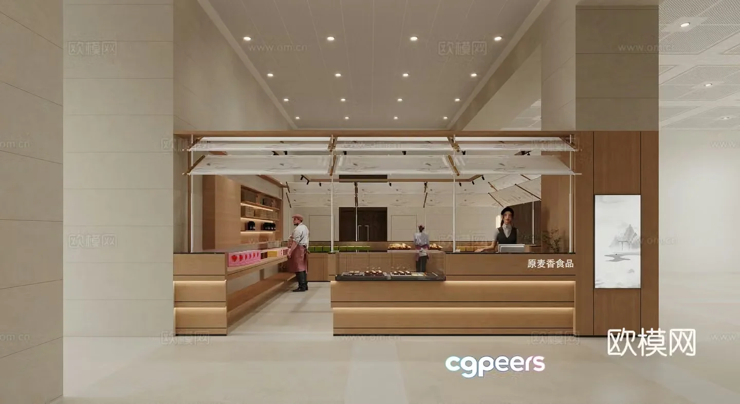 Bakery cake shop water bar dessert shop 3d model