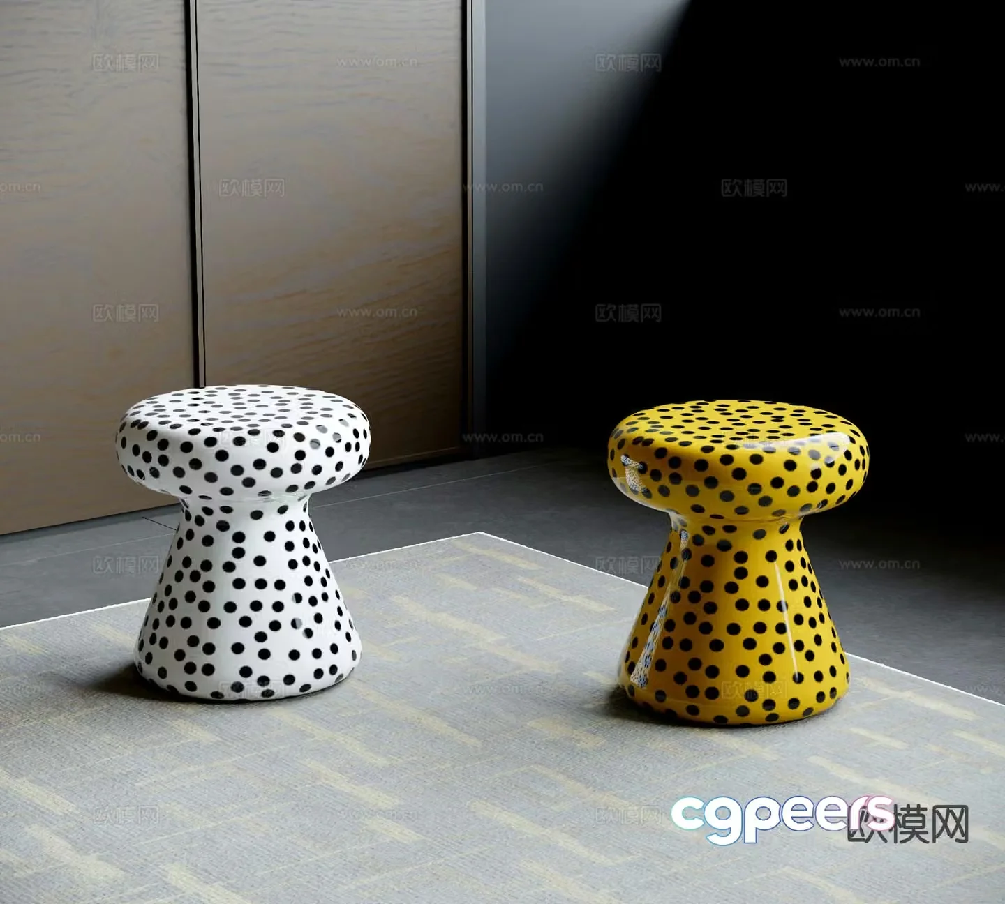 Modern side table polka dot corner table round table 3D model