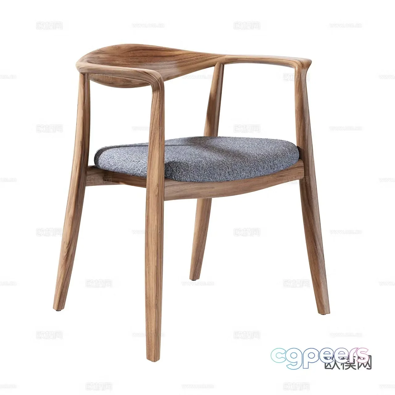 Porada retro single chair medieval style single chair armchair dining chair walnut dining chair 3d model