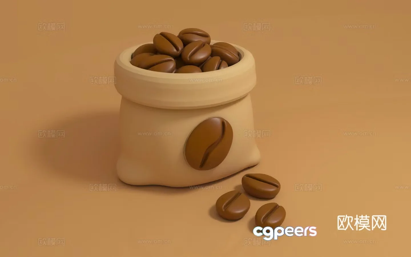 Cartoon coffee beans food beautiful and old land pile sack sandbag a bag of coffee beautiful and old props live 3d model