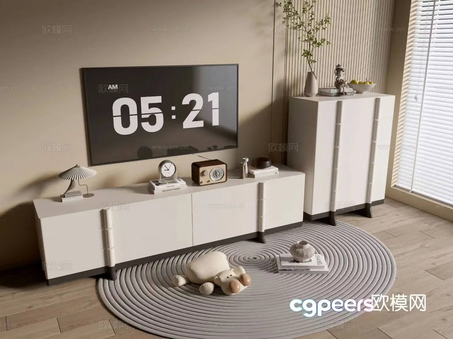 Cream style TV cabinet 3d model